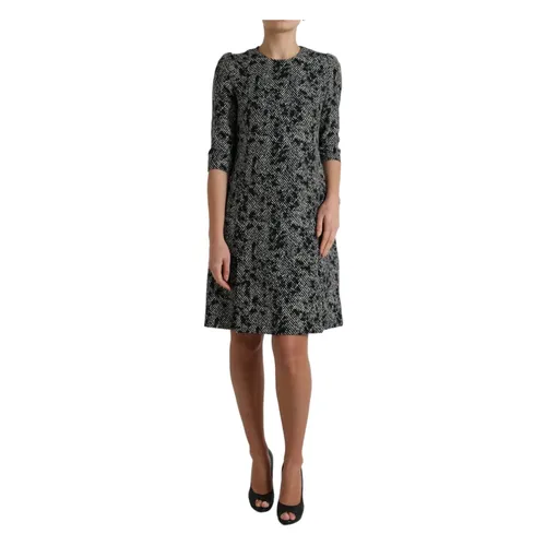 Black Chevron Polyester Shift Mini Dress - Dolce & Gabbana - Modalova