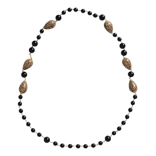 Minimalist Black Beaded Long Necklace - Dolce & Gabbana - Modalova