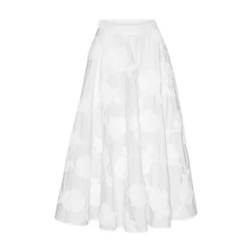 Floral Embroidered White Flared Skirt - Rotate Birger Christensen - Modalova