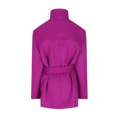Boxy Belted Coat in Wool - Saint Laurent - Modalova