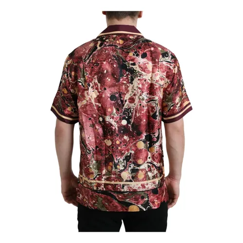 Silk Button Down Shirt Multicolor Pattern - Dolce & Gabbana - Modalova