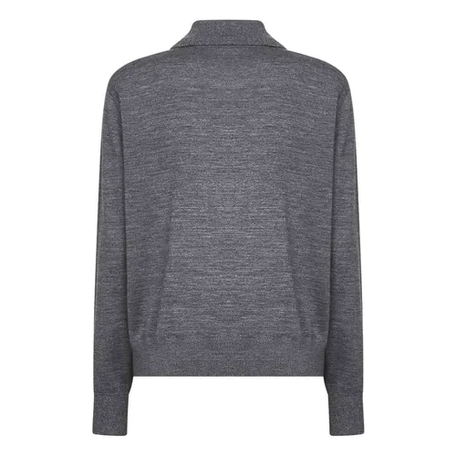 Grey Wool Sweater with Polo Collar - Dries Van Noten - Modalova