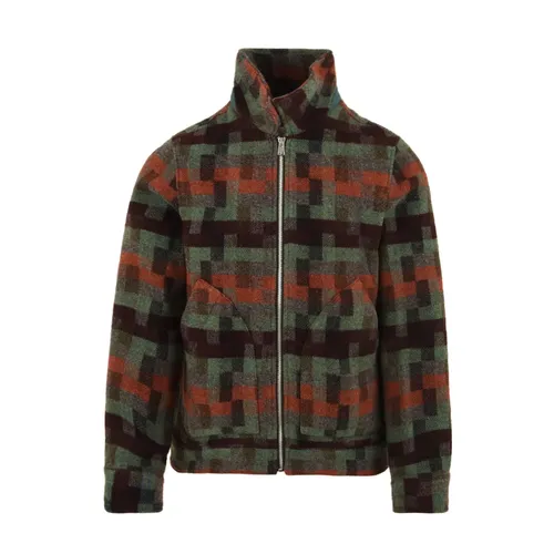 Regular Fit Jacquard Check Wool Zip Jacket - Paul Smith - Modalova