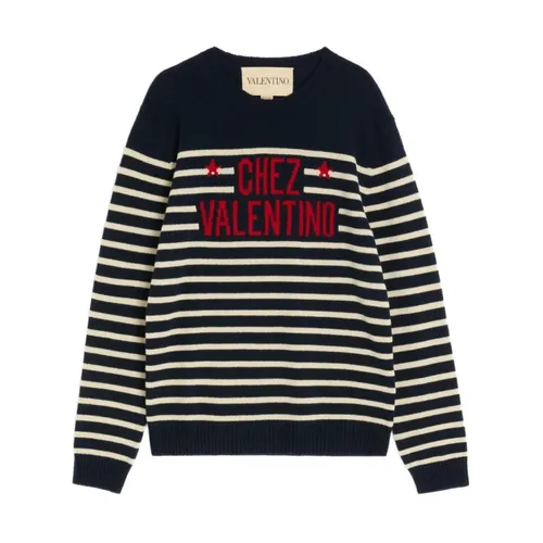 Striped Crew Neck Sweater - Valentino Garavani - Modalova