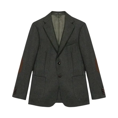 Regular Fit Wool Blazer with Elbow Patches - Brooks Brothers - Modalova