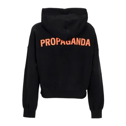 Black Cropped Logo Hoodie - Propaganda - Modalova