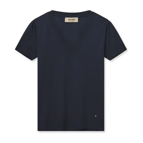 Soft V-Neck Tee Top Navy - MOS Mosh - Modalova