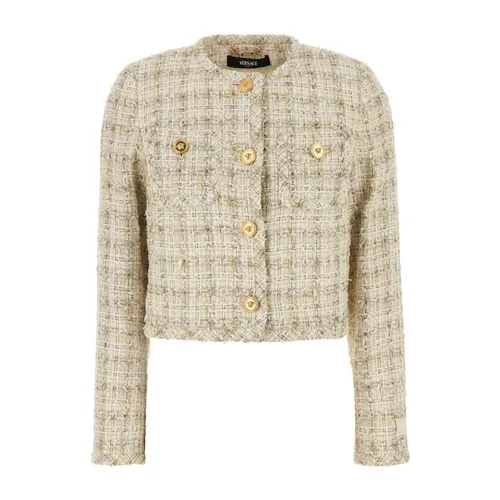 Stylish Multicolor Tweed Blazer - Versace - Modalova