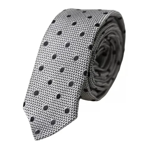 Black White Polka Dot Silk Tie - Dolce & Gabbana - Modalova
