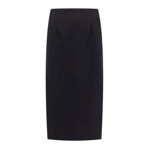 Black Wool Skirt with Front Slits - Valentino - Modalova