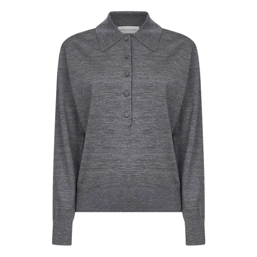 Grey Wool Sweater with Polo Collar - Dries Van Noten - Modalova