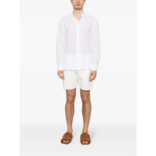 White Linen Shirt Buttoned Cuffs - 120% Lino - Modalova