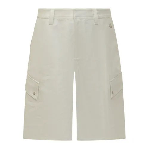 Shorts Cargo in Lino con Tasche - Off White - Modalova