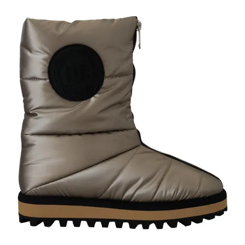 Silver Winter Mid Calf Boots - Dolce & Gabbana - Modalova
