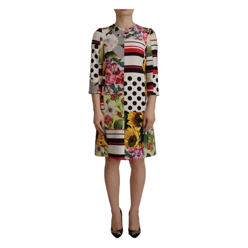 Patchwork Charmeuse Dress - Dolce & Gabbana - Modalova