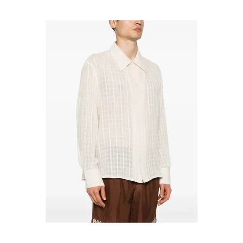 Ecru Button-Up Shirt with Pointed Collar - Séfr - Modalova