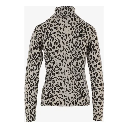 Leopard Print Wool Cashmere Sweater - Allude - Modalova