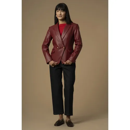 Modern Leather Look Button Jacket - Kocca - Modalova