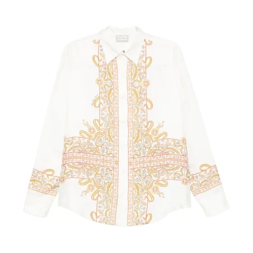 White Paisley Print Button-Up Shirt - Pierre-Louis Mascia - Modalova