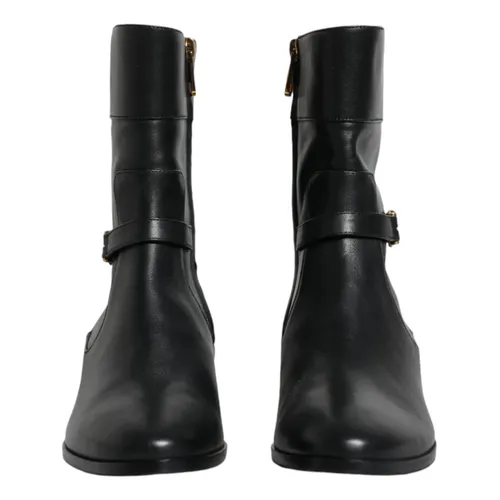 Leather Logo Mid Calf Boots - Dolce & Gabbana - Modalova
