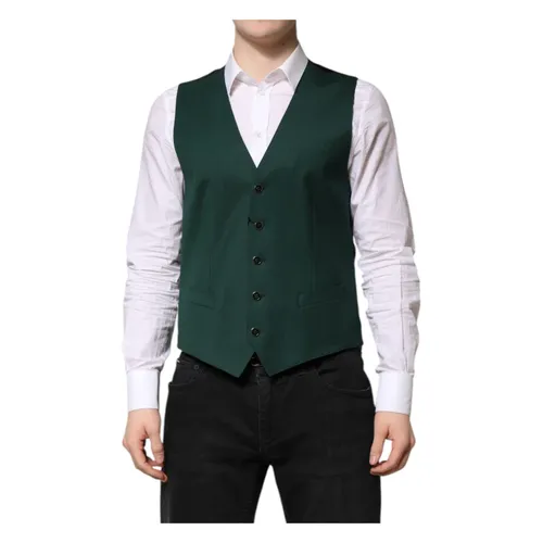 Green Wool Formal Dress Vest - Dolce & Gabbana - Modalova