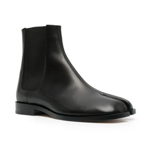 Black Tabi Toe Leather Boots - Maison Margiela - Modalova