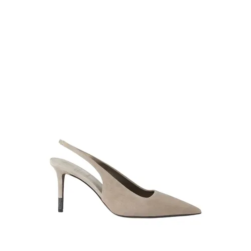 Suede Slingback Heels - Brunello Cucinelli - Modalova