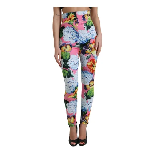 Floral High Waist Leggings Pants - Dolce & Gabbana - Modalova