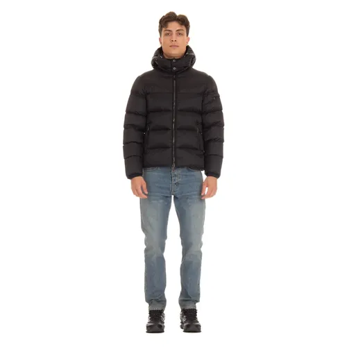 Black Winter Coat with Detachable Collar - Moorer - Modalova