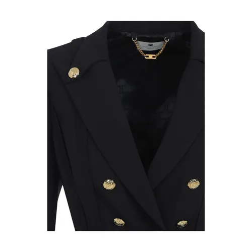 Button Double-Breasted Jacket - Elisabetta Franchi - Modalova