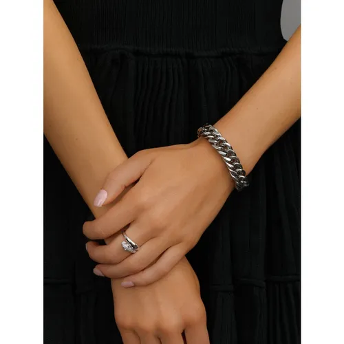 Silver Chunky Cuban Chain Bracelet - Nialaya - Modalova