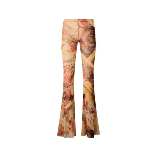 Dragon Print Bootcut Pants - Roberto Cavalli - Modalova