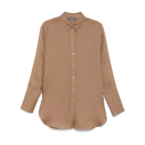 Camel Brown Ramie Shirt - Lorena Antoniazzi - Modalova