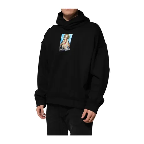 Crystal Embellished Printed Hoodie - Dolce & Gabbana - Modalova