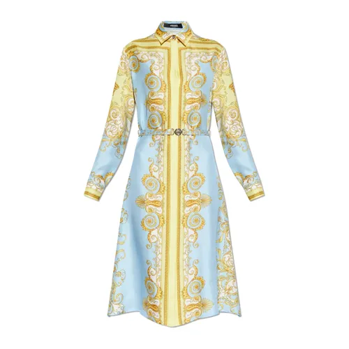 Vestido de seda con cinturón - Versace - Modalova