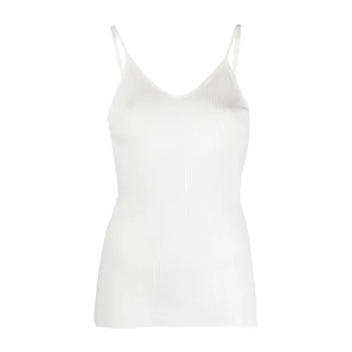 White Stretch-Jersey V-Neck Top - Khaite - Modalova