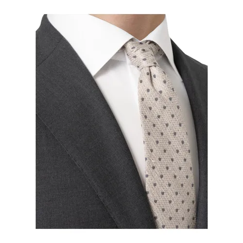 Beige Dot Silk/Linen Tie - Eton - Modalova