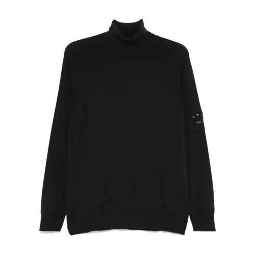 Black Wool Turtle Neck Sweater - C.p. Company - Modalova