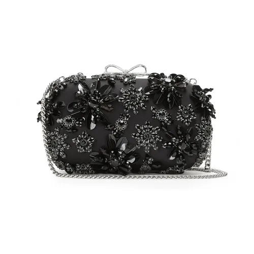 Satin Floral Crystal Clutch Bag - Self Portrait - Modalova