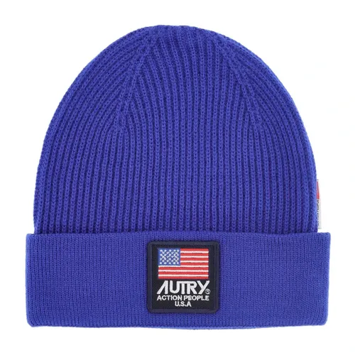 Ribbed Wool Beanie with Logo - Autry - Modalova