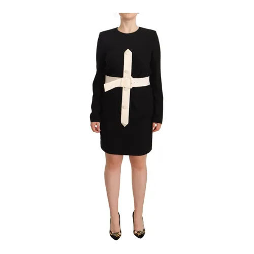 Black Wool Long Sleeves Belted Mini Sheath Dress - Givenchy - Modalova