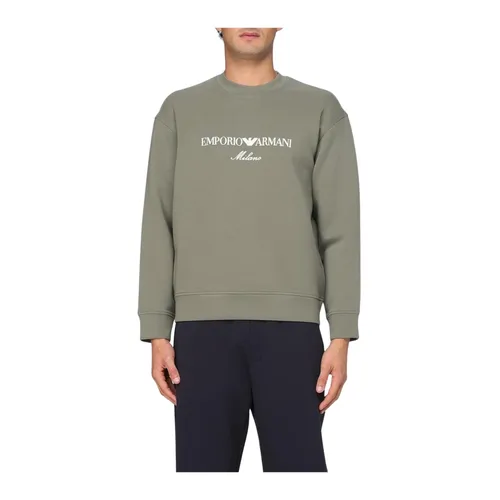 Graphic Print Crew Neck Sweatshirt - Emporio Armani - Modalova