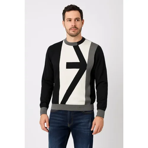 Black Cotton and Wool Sweater with Maxi Logo - John Richmond - Modalova