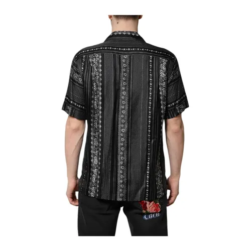 Black Floral Print Silk Shirt - Dolce & Gabbana - Modalova