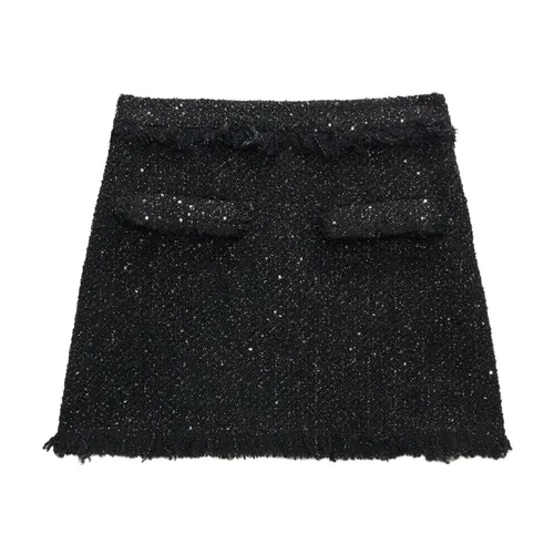 Falda Mini A-Line de Tweed con Lentejuelas - Msgm - Modalova