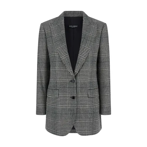 Grey Prince of Wales Blazer Jacket - Dolce & Gabbana - Modalova