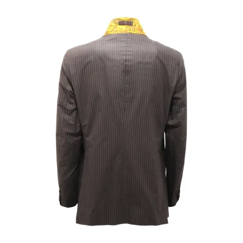 Cotton Jacket Grey | Blue Stripes Lined - Etro - Modalova