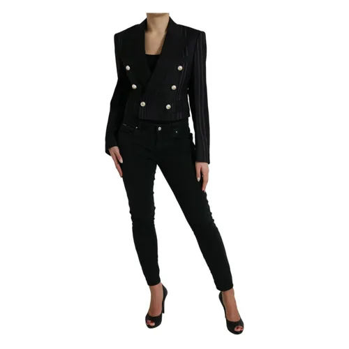 Elegant Striped Double Breasted Wool Blazer - Dolce & Gabbana - Modalova