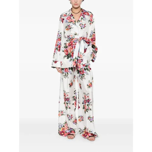 Flower Print Silk Shirt - Dolce & Gabbana - Modalova