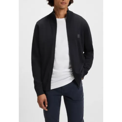 Zip Cardigan in Cashmere-Cotton Blend - Hugo - Modalova